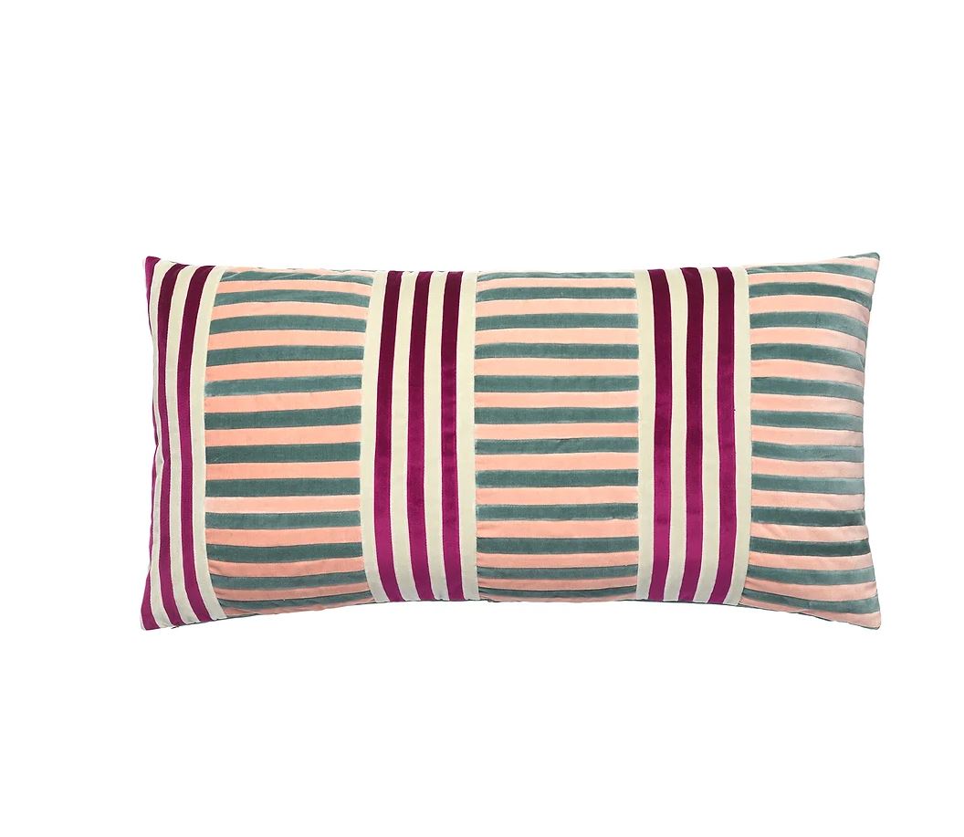 Vida 40x80 cm velvet cushion-pale blue/pale rose