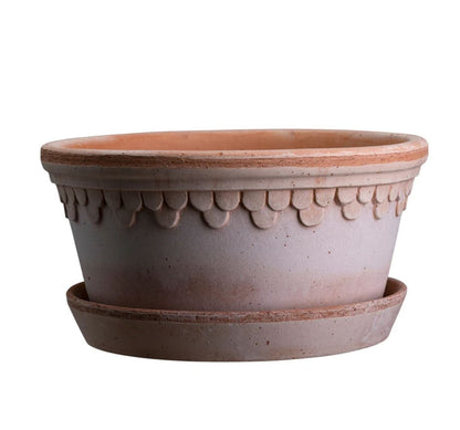 PLANT POT-COPENHAGEN RAW ROSA POT & SAUCER LOW -DIAM. 25 CM