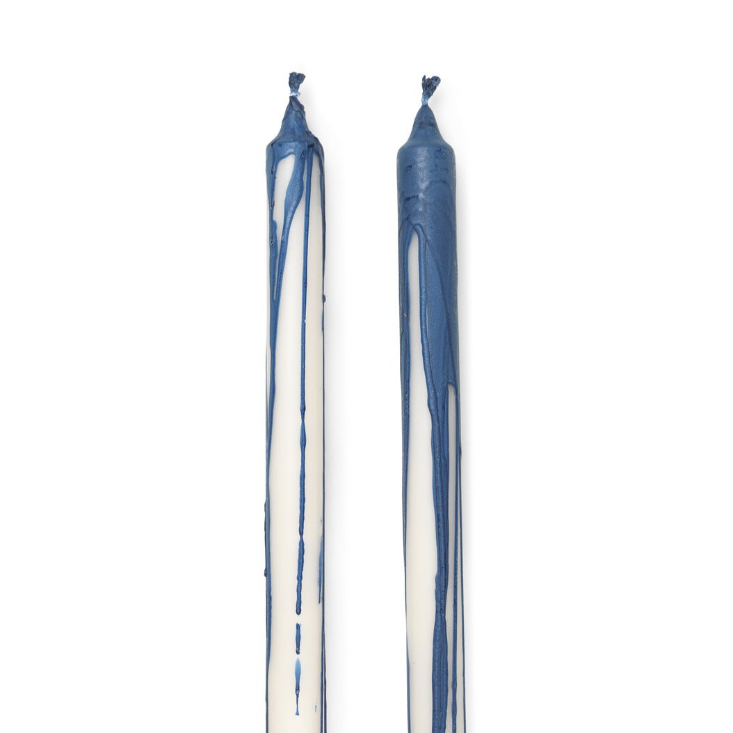 CANDLES-DRYP-SET OF 2-BLUE