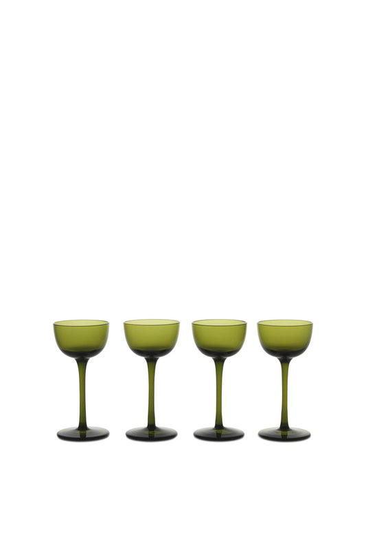 GLASSES-HOST LIQUEUR GLASSES-SET OF-MOSS GREEN