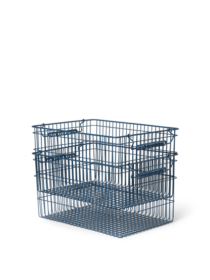 BASKET-CALA STACKABLE BASKETS-SET OF 2-DARK BLUE