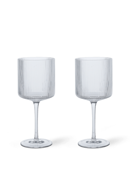 GLASSES-RIPPLE RED WINE GLASSES-CLEAR-SET OF 2