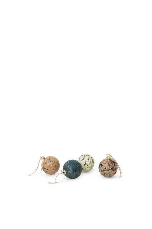 Marble Baubles-M-Set of 4-Mixed