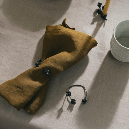 NAPKIN RINGS-FOREST SET OF 4-BLACK BRASS