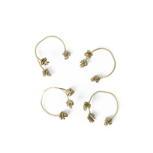 NAPKIN RINGS-FOREST SET OF 4-BRASS