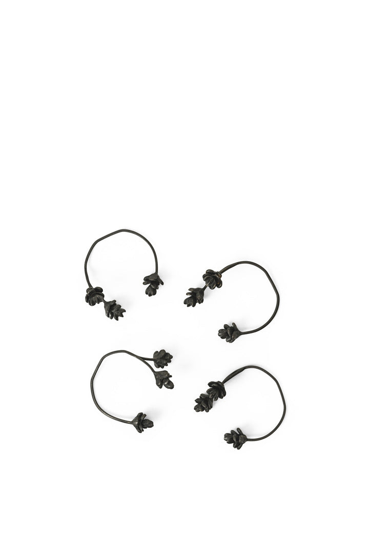 NAPKIN RINGS-FOREST SET OF 4-BLACK BRASS