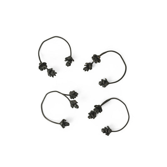 NAPKIN RINGS-FOREST SET OF 4-BLACK BRASS