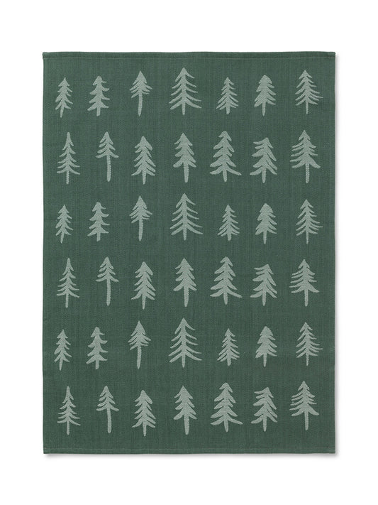 TOWEL-CHRISTMAS TEA TOWEL-DARK GREEN