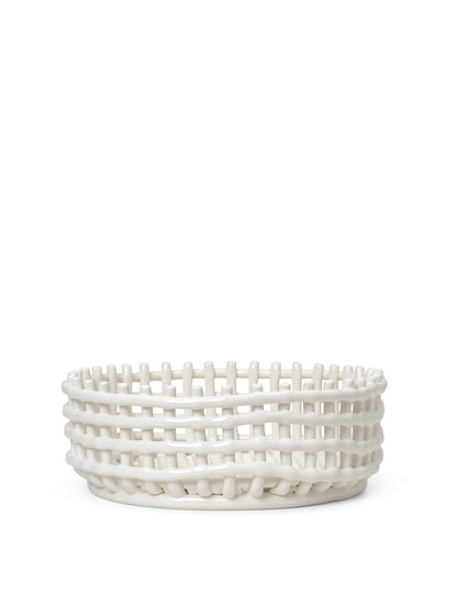 BOWL-CERAMIC CENTERPIECE-OFF-WHITE