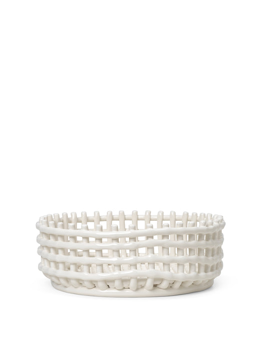 BOWL-CERAMIC CENTERPIECE-OFF-WHITE
