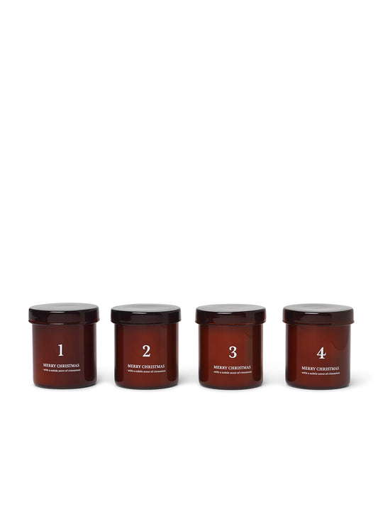 CANDLES-SCENTED ADVENT CANDLES-SET OF-RED BROWN