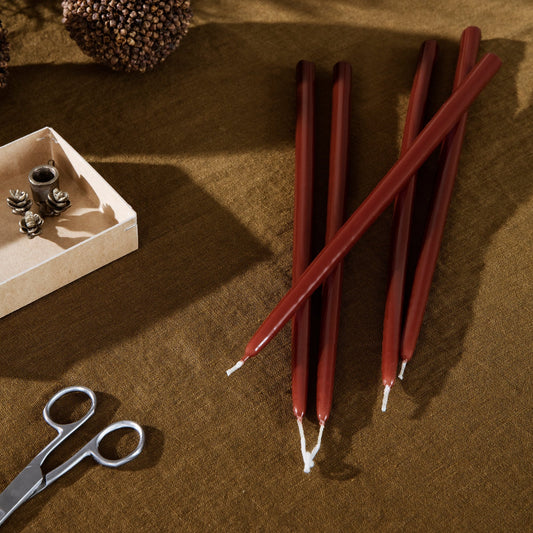 CANDLES-SPIKE SLIM SET OF 8-RUST