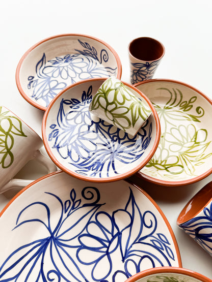 BOWL-FLORES MEDIUM BOWL-BLUE