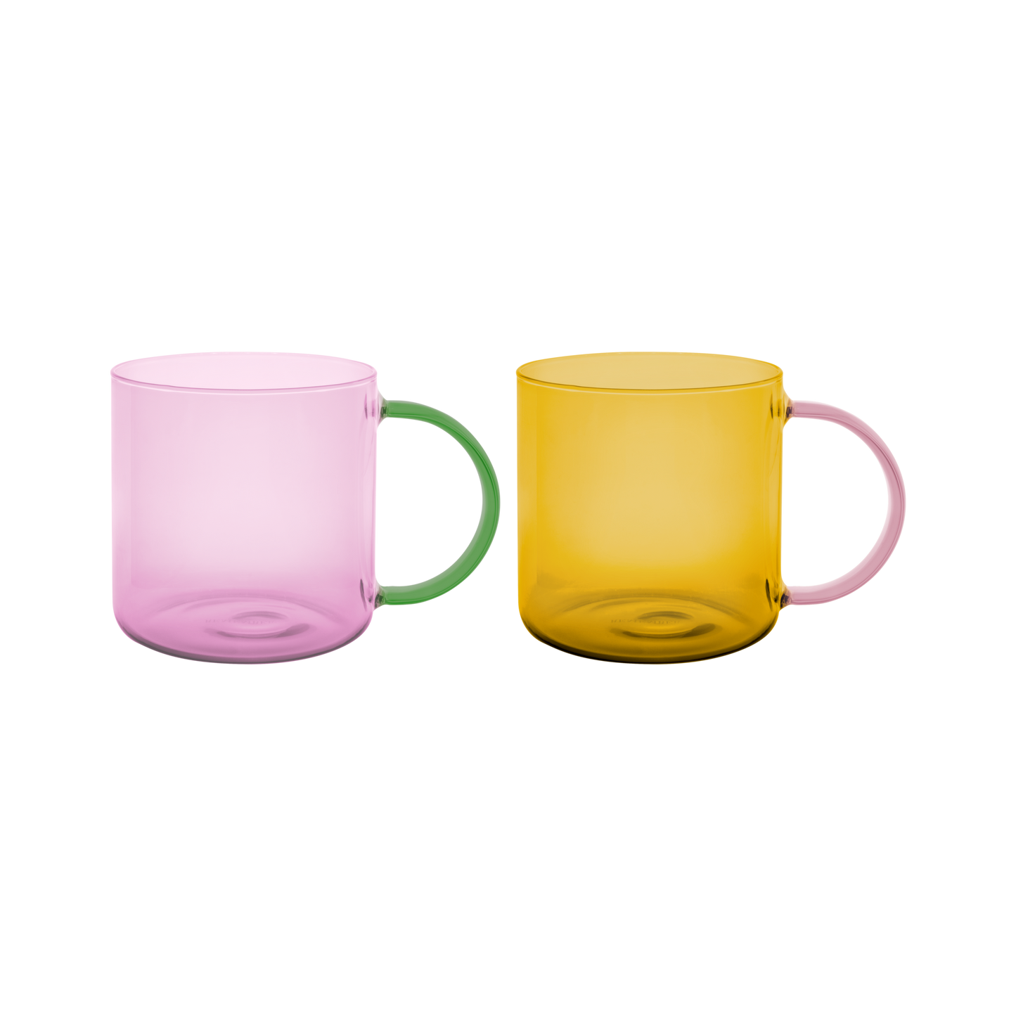MUG-GLASS MUGS FRED-ROSE/YELLOW-SET OF 2