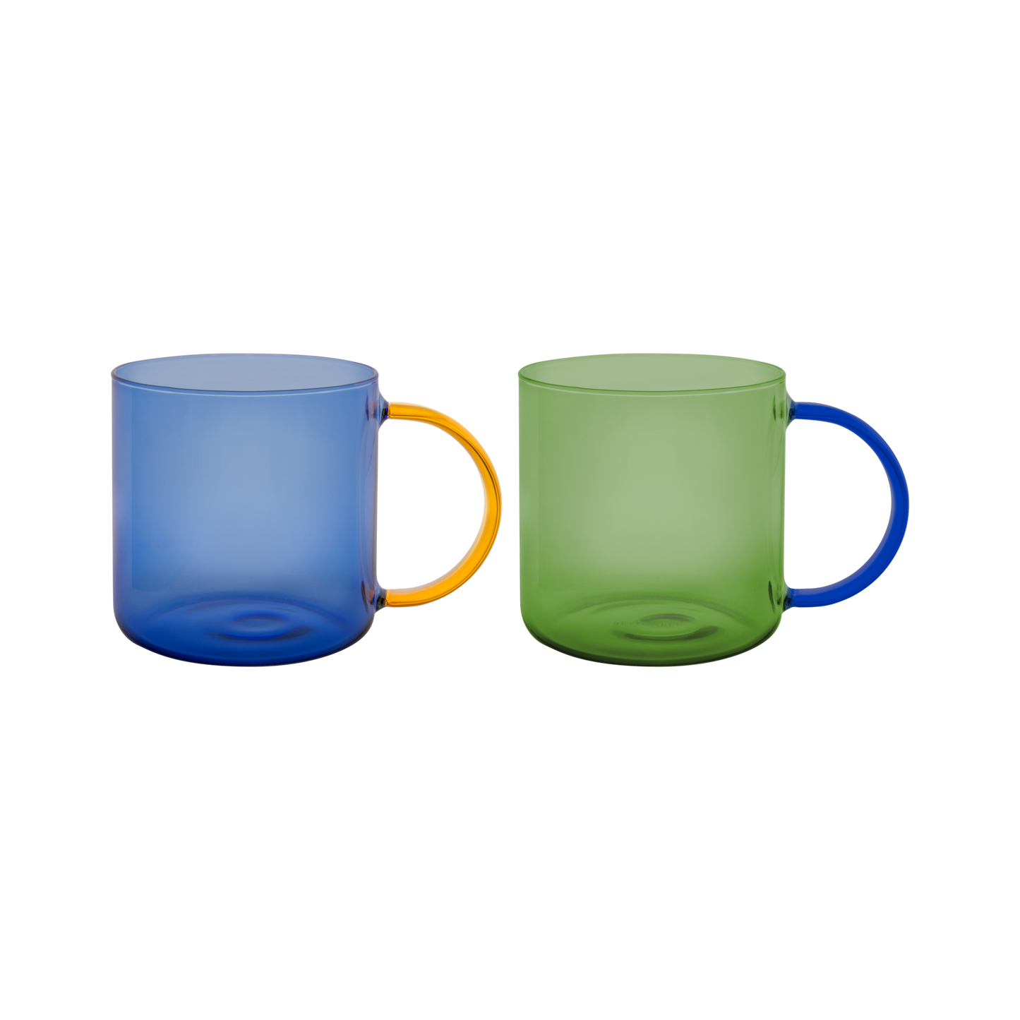 MUG-GLASS MUGS FRED-GREEN/BLUE-SET OF 2