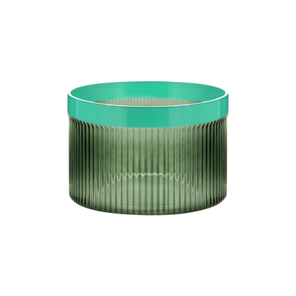 BOWL-GLASS BOWL GROOVE-GREEN