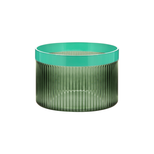 BOWL-GLASS BOWL GROOVE-GREEN