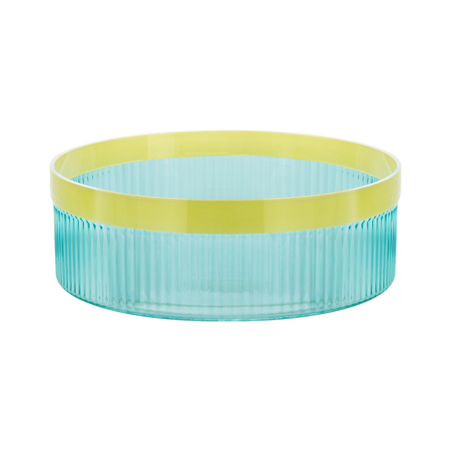 BOWL-GLASS BOWL GROOVE-BLUE