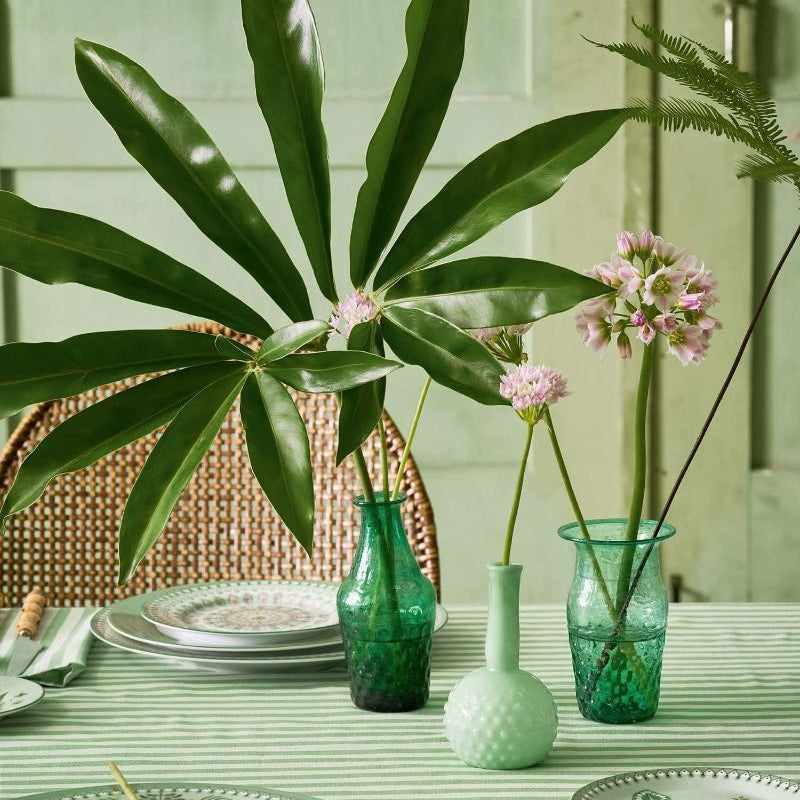 VASES-SMALL GLASS VASES BLUE GREEN-SET OF 3