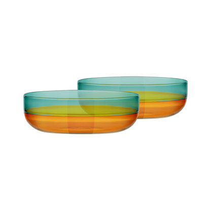 BOWL-SMALL GLASS BOWLS AMBER-SET OF 2