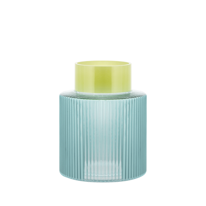 VASE-GROOVE-BLUE GLASS-S