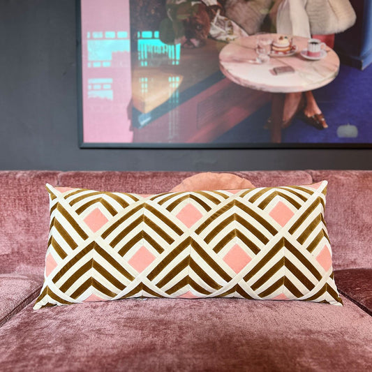 CUSHION-TALLULAH-40X80-VELVET-D.WHITE/CARAMEL/D.BLUE