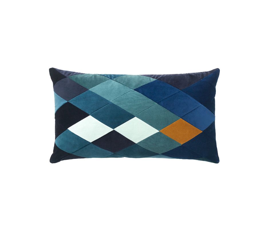 EMMA 40X70 CUSHION VELVET BLUE