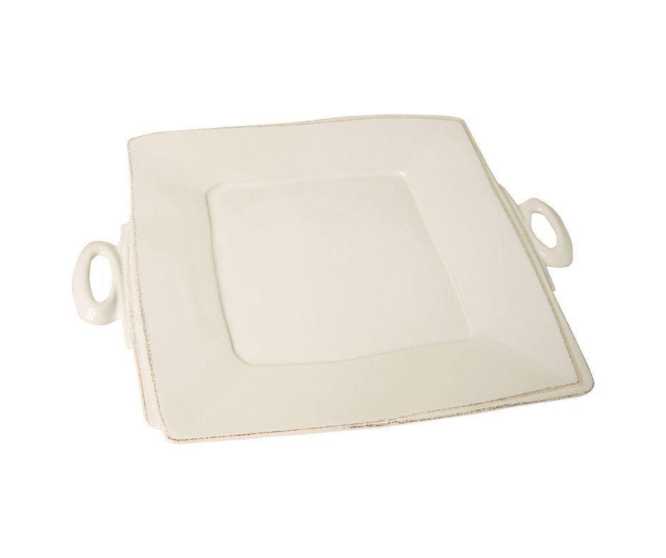 PLATTER-LASTRA HANDLED SQUARE-WHITE