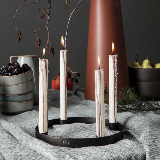 CANDLE HOLDER-CIRCLE-SMALL-BLACK BRASS