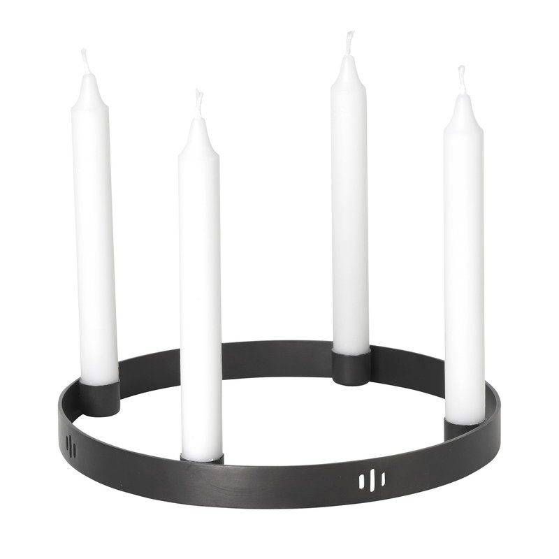 CANDLE HOLDER CIRCLE-SMALL BLACK BRASS