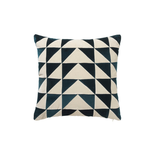 ELLY 50X50 VELVET CUSHION NEW PETROL-DUSTY WHITE