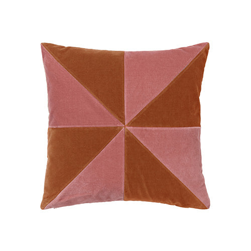 CUSHION-SUKI 40X40CM VELVET-BLUSH/BURNT ORANGE