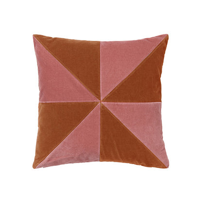 CUSHION-SUKI 40X40CM VELVET-BLUSH/BURNT ORANGE