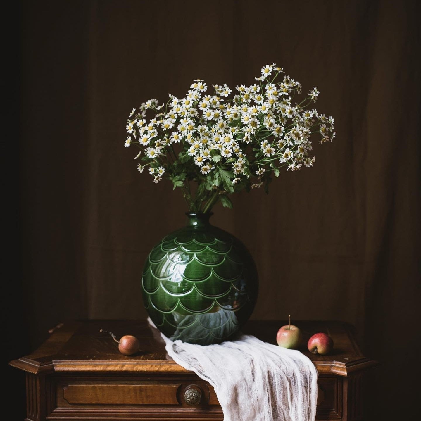 VASE-MISTY ROUND GLAZED-EMERALD GREEN-DIAM.30CM