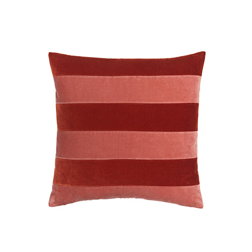 STRIPE 55X55 VELVET CUSHION DARK RED-BLUSH