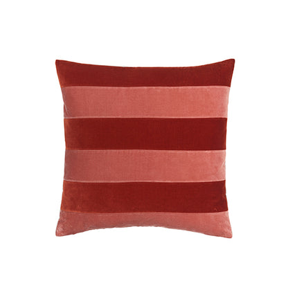 STRIPE 55X55 VELVET CUSHION DARK RED-BLUSH