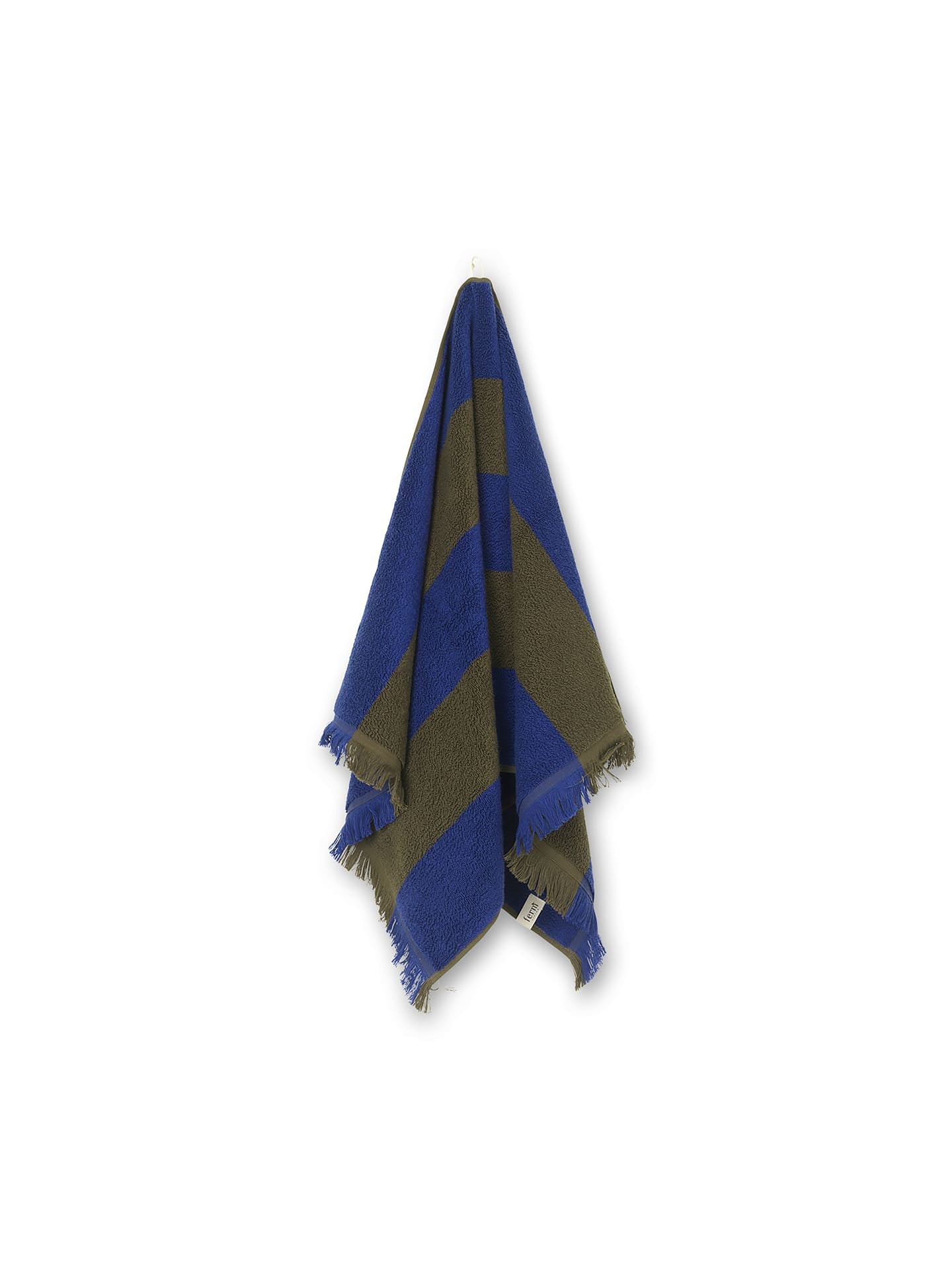 ALEE HAND TOWEL-OLIVE/BRIGHT BLUE