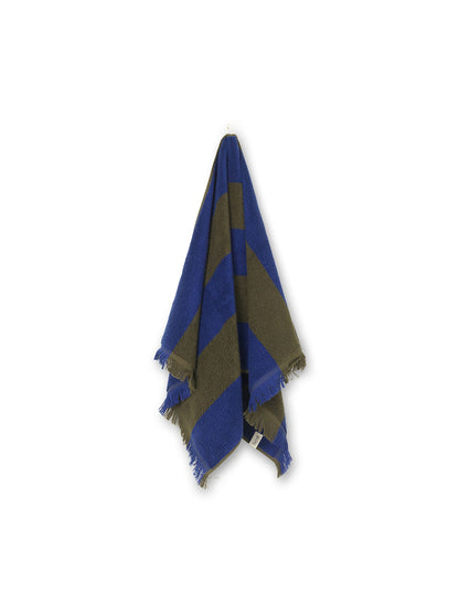 ALEE HAND TOWEL-OLIVE/BRIGHT BLUE