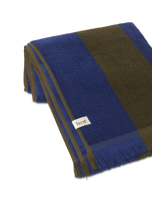 ALEE HAND TOWEL-OLIVE/BRIGHT BLUE