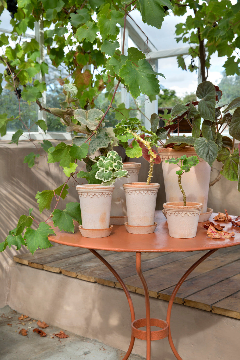 PLANT POT-COPENHAGEN RAW ROSA POT & SAUCER-DIAM.18 CM-TALL