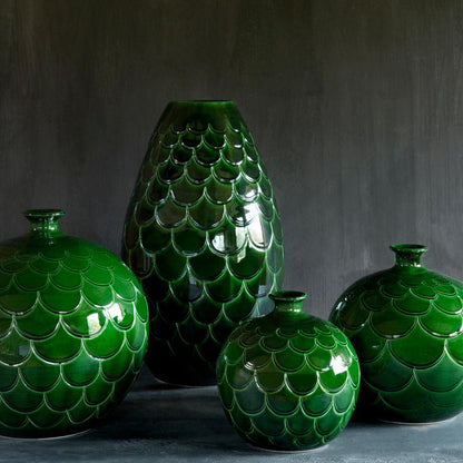 VASE-MISTY CONE ROUND SHAPED-EMERALD GREEN-DIAM.24CM