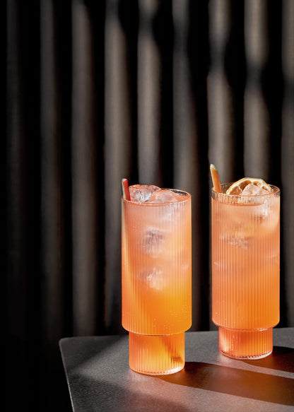 GLASSES-RIPPLE LONG DRINK GLASSES CLEAR-SET OF 4