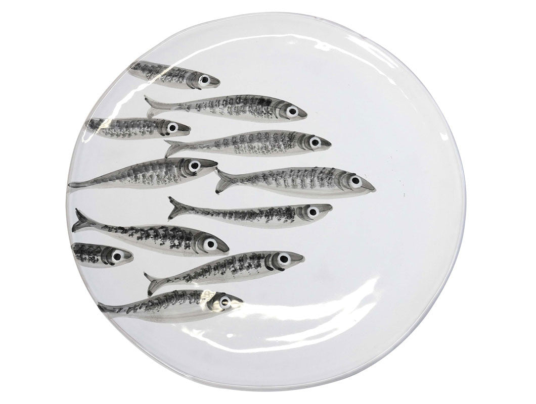 Marina Decorated Round Platter With Sardines White, KITCHENWARE, VIRGINIA CASA, - Fabrica