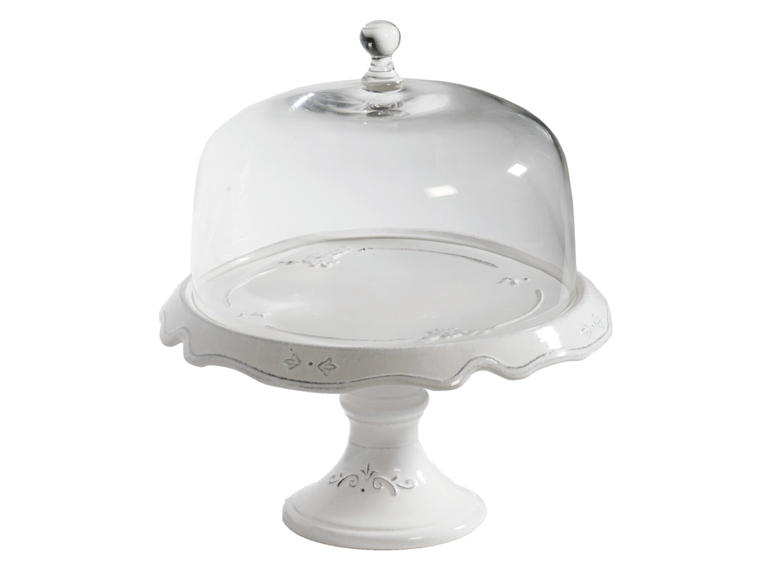 CONVITO LARGE CAKE STAND 30X15 H CM WITH GLASS COVER-WHITE
