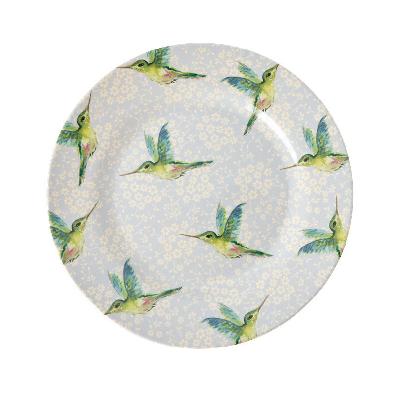 MELAMINE SIDE PLATE WITH HUMMINGBIRD PRINT, KITCHENWARE, RICE, - Fabrica