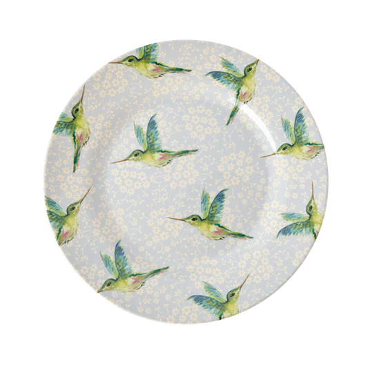 MELAMINE SIDE PLATE WITH HUMMINGBIRD PRINT, KITCHENWARE, RICE, - Fabrica