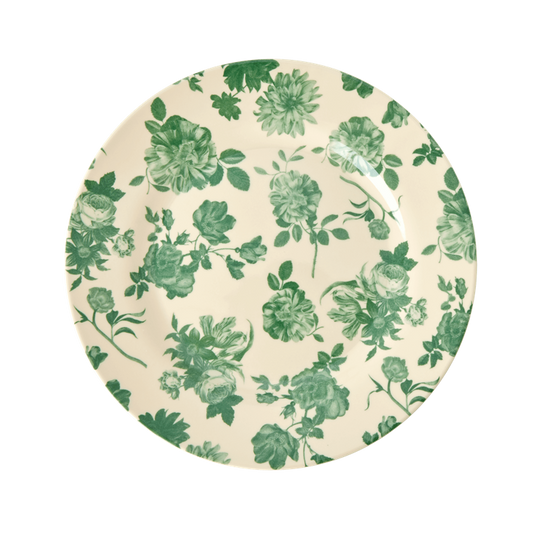 MELAMINE SIDE PLATE WITH GREEN ROSE PRINT, KITCHENWARE, RICE, - Fabrica