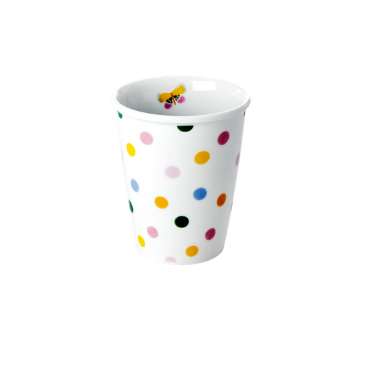 PORCELAIN CUP WITH LET'S SUMMER DOTS PRINT-BUTTERFLY DETAIL, KITCHENWARE, RICE, - Fabrica