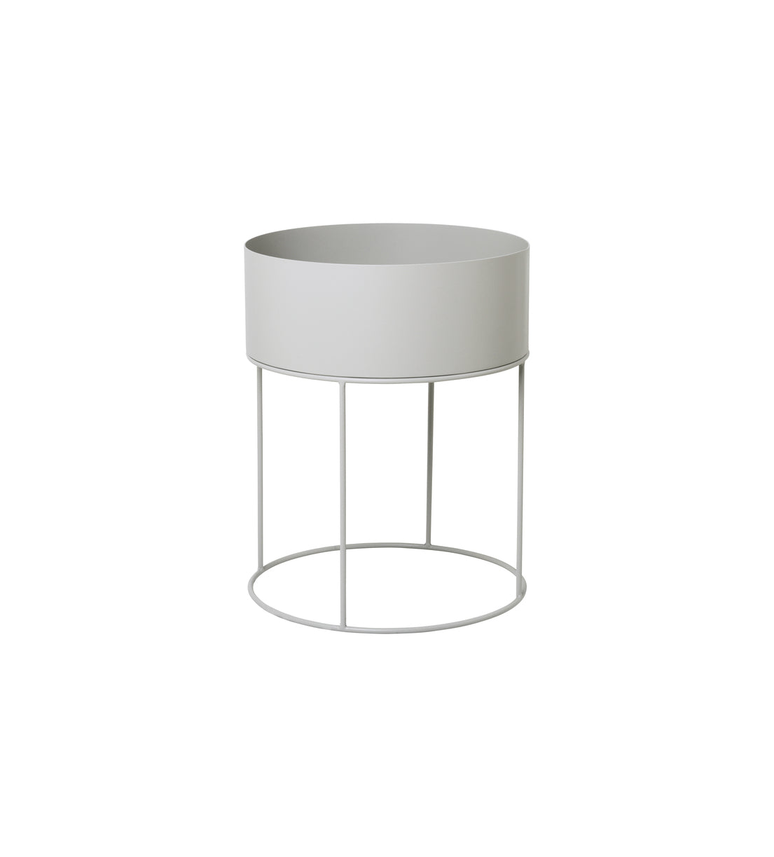 PLANT BOX-ROUND-LIGHT GREY