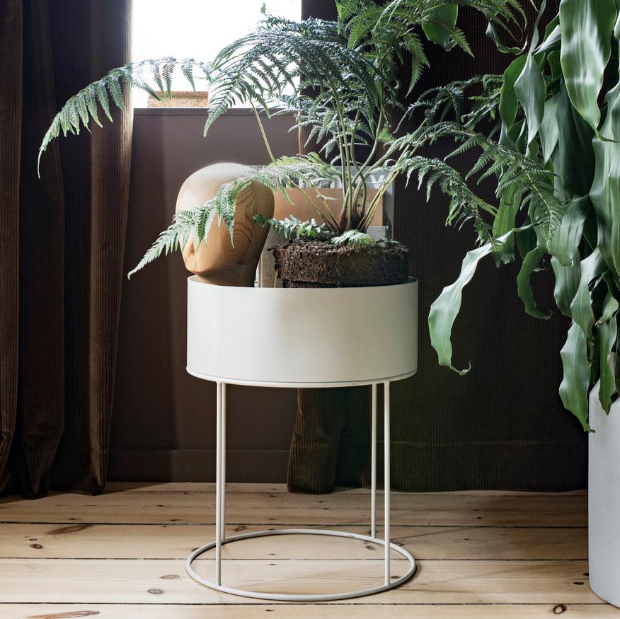 PLANT BOX-ROUND-LIGHT GREY